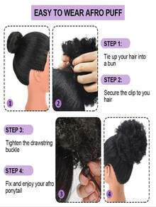 Women's Kids Afro Puff Drawstring Ponytail - Soft Synthetic Elastic Hair Rope For Versatile Bun Styles, Ponytail Hairpiece - Multicolor - View 11
