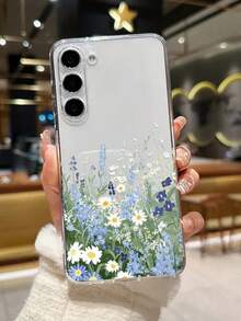 花卉图案防震透明手机壳，兼容 /Galaxy - 彩色 - 查看 3