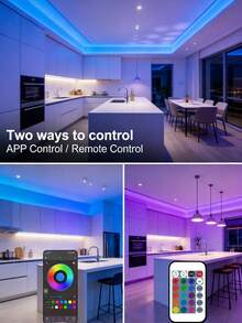 3-65FT Long Smart LED Strip Lights, USB Interface, LED Lights With APP And Remote Control , Night Light Can Be Timed And Brightness Adjusted,Smart 5V 24-Key Remote Control, RGB Color-Changing Strips Suitable For Bedrooms, Living Rooms, Home Decor, Room Parties, Room Decoration,Ambient Lighting In Bedrooms, Living Rooms, Game Rooms, Etc., And Happy Halloween Christmas Decorations - Colored Light - View 8