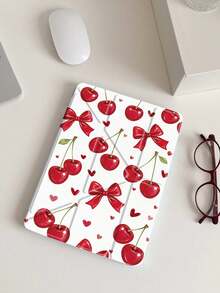 红色樱桃造型领结图案平板电脑保护套，兼容苹果Air 11英寸M3（2025款）/M2（2024款）、苹果Air第五代（2022款）、（A16）11英寸第十一代（2025款），也兼容三星Galaxy Tab平板电脑和Kindle Paperwhite第十二代（2024款）。透明背壳，时尚图案保护套，支持自动睡眠/唤醒功能，配备气囊保护，适合作为礼物或办公用品。 - 彩色 - 查看 4