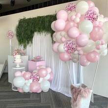Pink & White Balloons - 50pcs 10" Pink Confetti Balloons For Birthday, Wedding, Christening & Baby Shower Parties - Multicolor - View 5