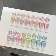 16色12毫升/瓶猫眼美甲凝胶套装，包含粉色、蓝色、透明色、裸色、玻璃珠色、磁性猫眼凝胶指甲油、紫色、绿色、2026新款透明月光猫眼指甲油、蓝色、白色、粉色，适用于指甲和脚趾的美甲用品，可在UV灯美甲沙龙使用，可爱美甲 - 彩色 - 查看 4