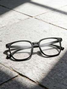 1pc/2pcs Retro Large Frame Plain Glass Rivet Glasses, Personalized Street Style Minimalist Glasses Frame For Men - Clear - View 1