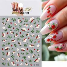 1片装 5D果冻白百合花美甲贴纸 牡丹玫瑰山茶花绿叶浮雕美甲贴花 春季精致美甲装饰贴纸 - 綠色 - 查看 8
