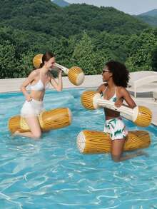 1/2/4pcs Inflatable Water Jousting Sticks, Wood Grain Design, With Handle, PVC Material, Suitable For Water Games, Swimming Pool, Beach, Party, Inflatable Pool Floats, Inflatable Buoys, Pool Rafts, Add Fun, Requires Separate Purchase Of Air Pump - Water-based Antiphonal Sticks - View 3