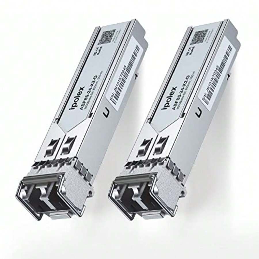 ipolex Transceptor SFP a fibra multimodo 1.25G módulo SFP 1000Base SX MMF de 850 nm para Cisco GLC-SX-MMD/SFP-GE-S Ubiquiti UF-MM-1G Netgear AGM731F Meraki TP-Link Mikrotik y más paquete de 2 - como en la foto - Ver 1
