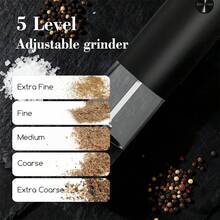 Electric Salt And Pepper Grinder Set, USB Charging Base, Adjustable Coarseness, Kitchen Essential, Perfect Gift - Black - View 8