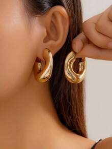 Juego de 3-9 pares de pendientes vintage con baño de oro, 9 estilos para mezclar y combinar, adecuado para ir al trabajo o a una fiesta, el brillo del metal de alta gama realza el resplandor de la piel, aros en forma de C, texturas, diseños geométricos, cubriendo todos los elementos, accesorio de joyería esencial para mujeres - Dorado - Ver 8