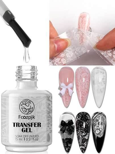 غراء أبيض لنقل الرقائق المعدنية لفن الأظافر 15مل، ورق لاصق ذو وظيفة جل لا يتأثر بالحرارة المنخفضة، اكسسوارات وأدوات تزيين المناكير