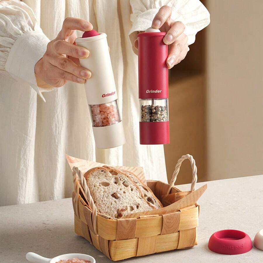 家用厨房电动胡椒研磨器，新鲜研磨调味料、盐、黑胡椒研磨器 - 彩色 - 查看 1