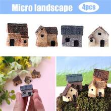 4PCS Miniature Exquisite Thumbnail Stone Houses Desktop Ornaments Garden Decoration - 4pcs - 查看 2