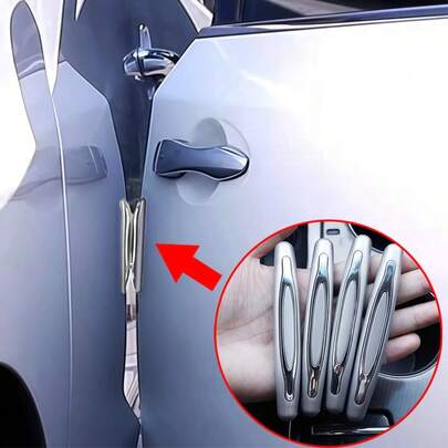 4pcs Car Door Edge Guards, Bumper Strips, Universal Rubber Trim For Car Door Openings, Rearview Mirror Anti-Scratch Strips, Auto Accessories
