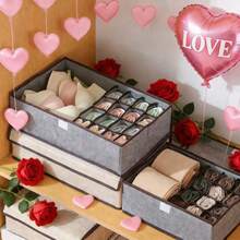 1 pieza Caja de almacenamiento de ropa plegable con tapa, Caja de almacenamiento de ropa interior multifuncional, Caja de almacenamiento con tapa para armario, Caja de almacenamiento de ropa interior plegable, Caja de almacenamiento de calcetines con compartimentos, Diseño plegable que ahorra espacio, a prueba de polvo y humedad, Caja de almacenamiento de ropa interior lavable, Adecuada para armario, dormitorio, dormitorio, decoración de la habitación, accesorios de almacenamiento para el hogar, regalo del Día de San Valentín, decoración de Pascua - Multicolor - Ver 6