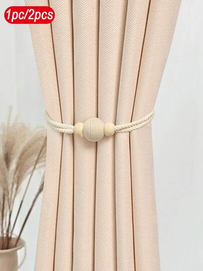 1pc/2pcs Bohemian Style Magnetic Curtain Tiebacks, Simple Artistic Home Decor Curtain Ropes, Modern Minimalist Design Versatile, Suitable For Living Room, Bedroom Curtain Decoration, Room Decor