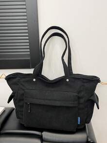 Large Capacity Bag, New Shoulder Bag, Tote Bag, Commuting Bag, College Student Class Bag - Black - View 5