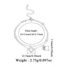 1件优雅925纯银镂空水滴心形手链，适合日常、派对、节日、约会、送礼。 - 銀色 - 查看 4