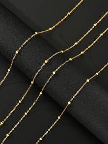 17KM 2 piezas Conjunto básico de cadena de cintura y cadena corporal de moda simple, cadena de cintura para mujeres, parejas, hermanas, adecuado para vacaciones de verano, citas, regalos, uso casual, fiestas a juego - Amarillo Oro - Ver 3