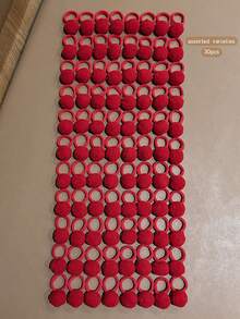 30个红色蓬松球形发圈，时尚弹力发绳，日常使用 - 紅色 - 查看 2