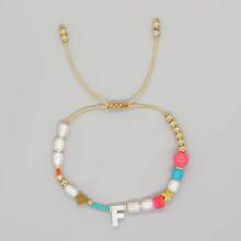 1pc Women's Fashion Pearl Letter A-Z Bracelet, Minimalist Luxury Style Accessory - Multicolor - View 24