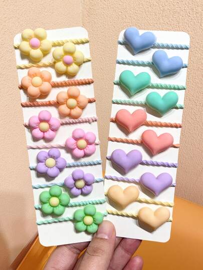 10/20 piezas Set de Scrunchies de flores y corazones de colores, lazos de pelo elásticos y antideslizantes para niñas, adecuados para uso diario, citas, fiestas, gran regalo para amigas y novias