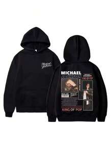 Michael Jacksons King Of Pop Graphic Hoodie Men Women Vintage Gothic Rock Sweatshirt Male Hip Hop Punk Oversized Hoodies Essentials Hoodie Hoodie For Women Sweatshirts For Women Hoodies For Men 's Hoodie Sweatshirts For Men Essentials Fear - 黑色 - 查看 1