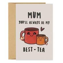 1张可爱“最佳茶饮”双关语妈妈贺卡（含信封） - “妈妈，你永远是我的最佳茶饮”俏皮话，完美适用于妈妈/母亲节/生日，趣味贺卡 - 彩色 - 查看 9