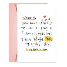 1PC Sweet Nanny Mother's Day Card (With Envelope) - "Nanny, I Have Loved You My Entire Life" Heartfelt Message, Perfect For Grandmother/Mother's Day, Loving Greeting Card - Multicolor - View 1