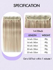 1pc Human Hair Clip-In Hair Extensions, 14-22 Inches Straight Natural Black Silky Hair Pieces, Increase Hair Volume, Simple For Daily Wear And Party, Women - Multicolor - View 8