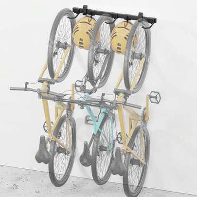 Soporte de almacenamiento de bicicletas mejorado MonTEK, colgadores ajustables para 3 bicicletas y 2 cascos para almacenamiento de bicicletas en interiores, personalizable para varios tamaños de bicicletas, montaje de pared de acero resistente, carga máxima de 209 libras, 32 pulgadas