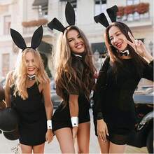 5pcs Cute Rabbit Costume Accessories Set, Including Rabbit Ear Headband, Bow Tie, Cuffs, Tail, Suitable For Cosplay, Party Decoration And Props - Multicolor - View 6
