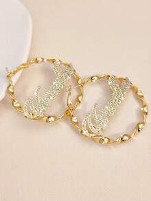 1 Pair Customized Double-Layer Welded Women's Name Earrings, Stainless Steel Personalized Heart Pendant, Customizable Name, Minimalist Daily Style, Keychain, Includes Gift Box, Suitable For Valentine's Day, Birthday, Mother's Day, Everyday Gift - Earring Style 2 - View 3