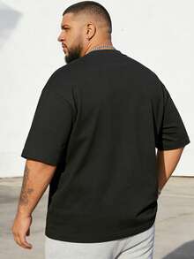 Plus Size Men's Fashion Loose Short Sleeve T-Shirt | Exquisite Design | Summer Essential | Easy To Match | Showcase Your Style, Suitable For Daily Wear, Sports, Vacation, Summer, Fitness And Exercise, A Perfect Gift For Your Husband - Black - View 6