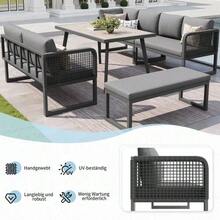 Garden Furniture Set With High-Quality Seat And Back Cushions, Garden Lounge Chairs For 6 To 8 People, Hand-Woven PE Rattan Sofa Set, Weather-Resistant, Grey - Grey - View 5
