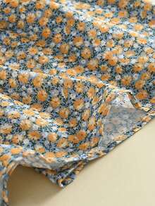 Young Girls' Ditsy Ditsy Collared Dress With College Style, Summer - Multicolor - View 4