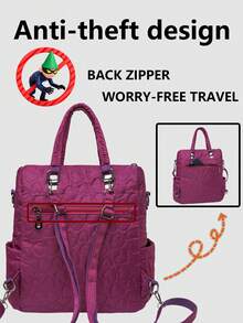 Diebstahlsicherer Vintage gesteppter Nylon Damen Rucksack; Multifunktionale Mode Alltagstasche; Mehrfach-Taschen leichte Reisetasche; Große Kapazität minimalistische Schultasche; Praktischer Rucksack, geeignet für Studenten, Krankenschwestern, Lehrer, Geschäftsleute, Reisen, Geschäftsreisen, tägliches Pendeln, Einkaufen, Büro, Dating, Wandern, Training, Arbeit, Geburtstagsgeschenke, Feiertagsgeschenke, - Verschiedenfarbig - Übersicht 9