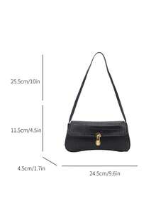 2026 Spring/Autumn New Arrival Unique Chic Baguette Bag, Underarm Bag, Minimalist Shoulder Handbag For Women - Black - View 5