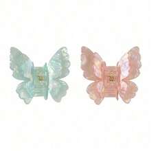Fancy Butterfly Hair Clip For Women; High-End Feeling Half-Updo Hair Clip For The Back Of The Head; Stylish Shark Clip Hair Accessory - Pink Butterfly Claw Clip - View 5