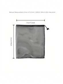 5/10 Piezas Bolsas de Malla con Cordón - Bolsas de Almacenamiento para Equipo Deportivo, Juguetes y Artículos de Viaje con Cierre de Cremallera Negra y Ojales - Negro - Ver 3