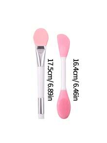2 piezas Cepillo de silicona de doble extremo para aplicar mascarillas faciales, cepillo de limpieza facial para aplicar mascarillas de barro, masaje, herramientas de maquillaje y belleza - Blanco - Ver 7