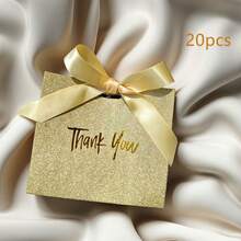 迷你纸质礼品袋，金/银箔礼品袋，时尚手提袋，带蝴蝶结装饰，印有“谢谢”字样的糖果盒，蝴蝶结装饰的礼品盒和礼品袋，适用于婚礼、生日派对、礼品包装、购物袋、派对回礼，饰有丝带蝴蝶结，可折叠，易于存放，是派对回礼、生日装饰、礼品包装、节日礼物、小物件收纳的理想之选，也适用于婚礼派对装饰、新娘回礼、婚礼宾客礼物、母亲节礼物、节日礼物等。 - 彩色 - 查看 10