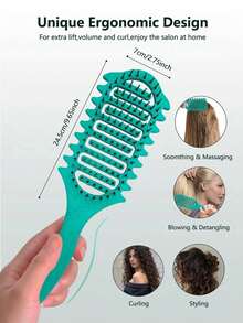 New Upgraded Curling Hair Styling Comb, With Bristles And Special Design For Curly Hair, Suitable For Men And Women, Effectively Shapes And Styles Curly Hair, Reduces Pulling And Hair Separation. Essential For Back-To-School Season, Travel And Vacation, Women's Hair Accessories, Comb, Detangling Comb, Ball-Shaped Comb, Mini Comb Set, Wooden Comb, Hair Brush, Hair Styling Tools, Hair Comb, Comb Set, Comb, Curling Comb, Detangling Comb, Women's Hair Comb, Hairstylist Accessories, Hair Salon, Hair Styling Equipment - Multicolor - View 5