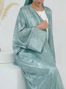 Women's Solid Color Simple Stylish Casual Abaya Spring - Cadet Blue - View 1