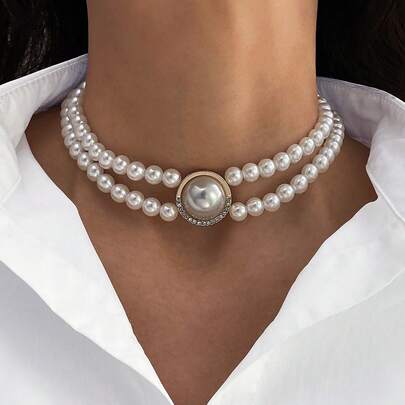 Elegante conjunto de collar de perlas, collar gargantilla de moda para niña, adecuado como regalo de cumpleaños u ocasión festiva