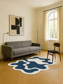 1pc Inspired By The Flowing Blue And White Soft Waves, Breaking The Traditional Square Feeling Of Carpets, The Undulating Curves Outline A "Ripple Underfoot", Instantly Filling The Balcony, Living Room With A Relaxed Artistic Atmosphere. The Asymmetrical Shape Is Suitable For Balcony, Living Room, Bedroom And Other Spaces. Whether It's A Wabi-Sabi Style, Minimalist Style Or Vacation-Style Home, It Can Be The Finishing Touch. - Multicolor - View 10