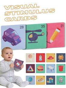 黑白视觉刺激婴儿软书，对比图案促进婴儿视觉发育，柔软面料，附赠收纳袋，早教中心认可的益智玩具，新生儿复活节礼物，男女皆宜的嘉年华/新年礼物 - 彩色 - 查看 10