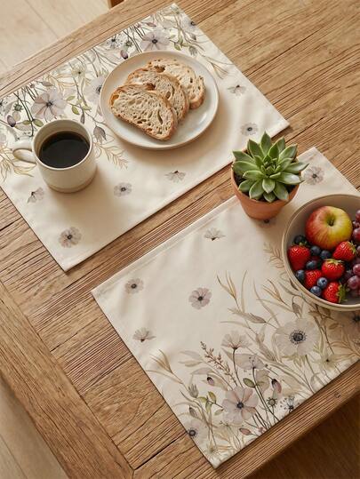 4 Pcs Vintage Floral Pattern Placemats Spring Placemats For Kitchen Dining Indoor Outdoor Coffee Bar Tea Party