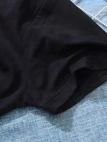 Plus Size Plus Size Letter Print T Shirt, Short Sleeve Round Neck Casual Top, Suitable For Summer And Spring, Women'S Plus Size Clothing - Black 4 - View 4