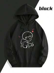 2026 Couple Hoodies, Thick And Warm, Must-Have Matching Set For Autumn And Winter, Cartoon Love Design, Everyday Gift For Him And Her, Holiday Gift, Unisex Outfit CP - 女性 - 查看 2