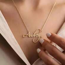 1pc Custom Name Necklace, Personalized Cursive Font Pendant, Elegant Bohemian Style, Simple DIY Custom Name Gift, Suitable For Women, Birthday Gift Jewelry Custom Cursive English Name Minimalist Elegant Stainless Steel Necklace Family Holiday Gift Ideal Gifts For Her Girlfriend, Mom, Family, Friends, Daughter, Her, Grandparents For Daily Wear, For Prom, For Teacher Gifts - 彩色 - 查看 7