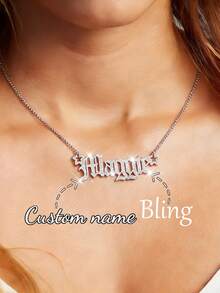 Custom Shiny Frosted Name Necklace Women Girl Charm Personalized Stainless Steel Half Wrap Love Letter Necklace Couple Pendant Family Jewelry Birthday Holiday Gift Christmas Gift For Her - Five-pointed Star Coil Silver Frosted - Box Chain - View 3